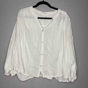 H&M Lightweight White Button up Blouse- XL